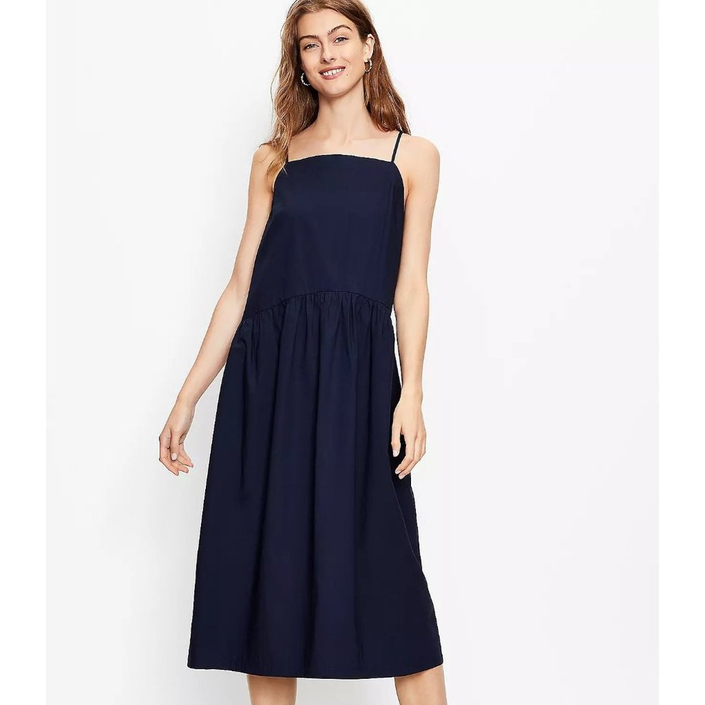 Ann Taylor LOFT Strappy Halter Midi Dress Navy M